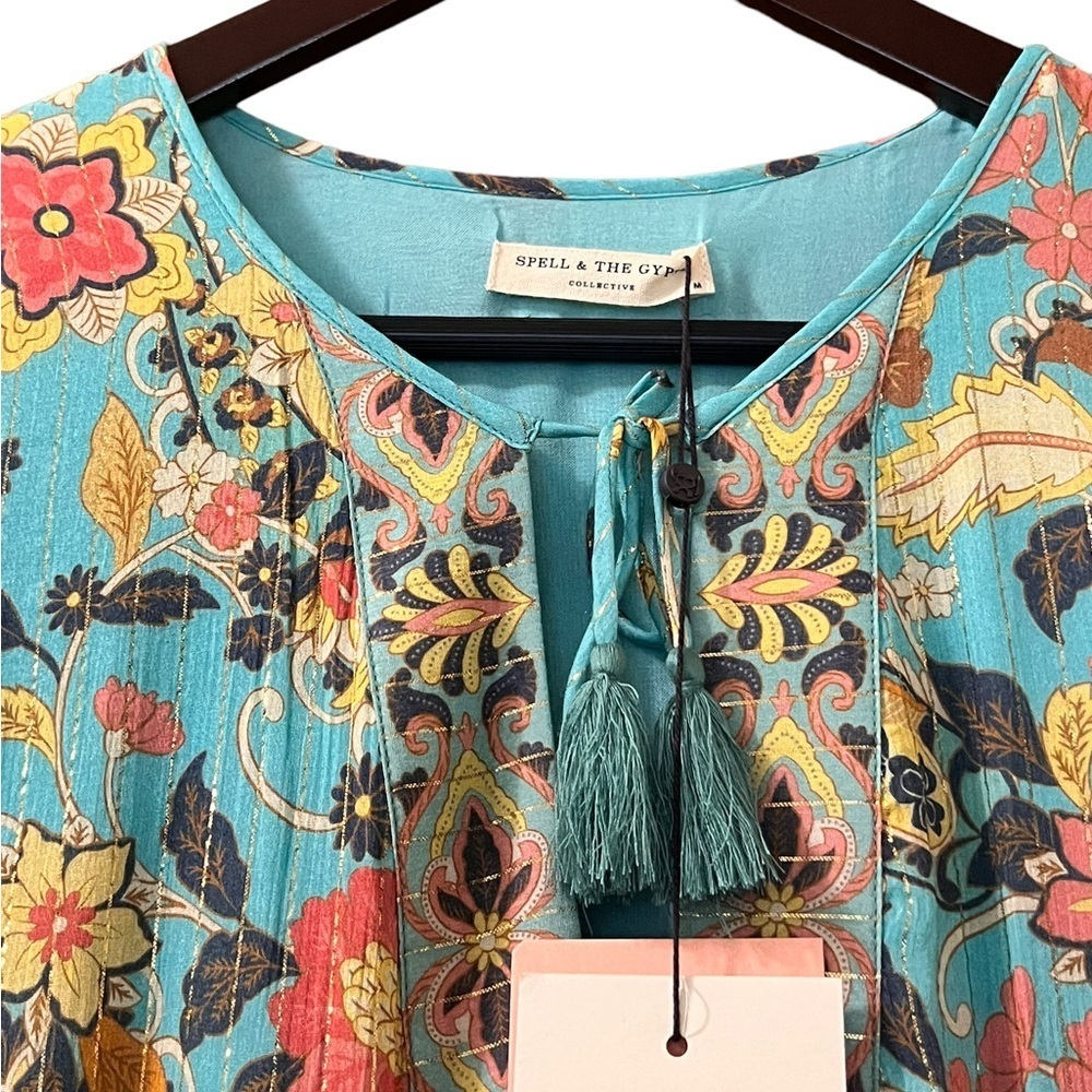 Spell Gypsy Dress Hendrix Floral Tunic‎ Boho Hippie Mini Sz M - Picture 7 of 10